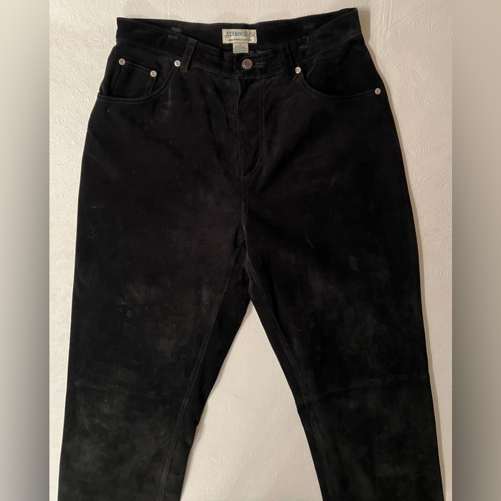 Genuine Washable Suede Leather Jeans 12 5-Pocket Straight Leg St. John’s Bay